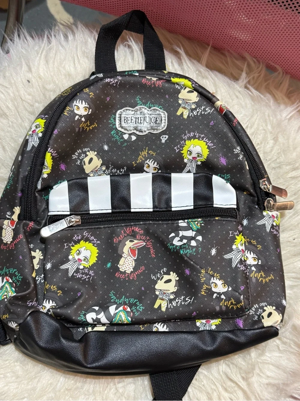 Beetlejuice Black Graphic Mini Backpack|Halloween black bag